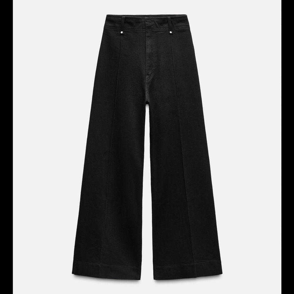 Zara Black Flare Wide-Leg Marine Jeans